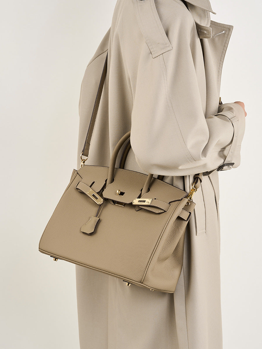 Classic Medium Genuine Leather Barcelona Bag – Gold Hardware