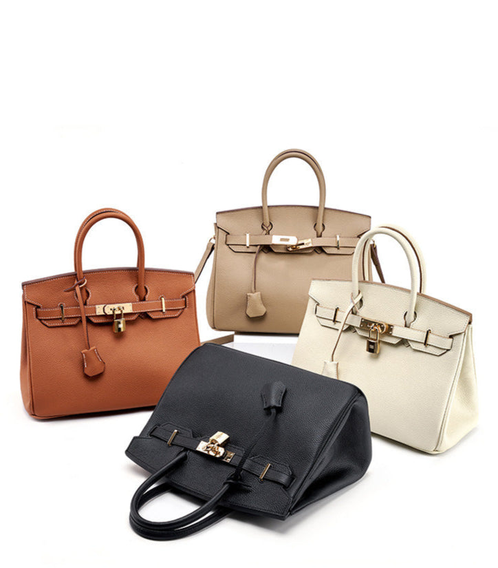 Classic Medium Genuine Leather Barcelona Bag – Gold Hardware