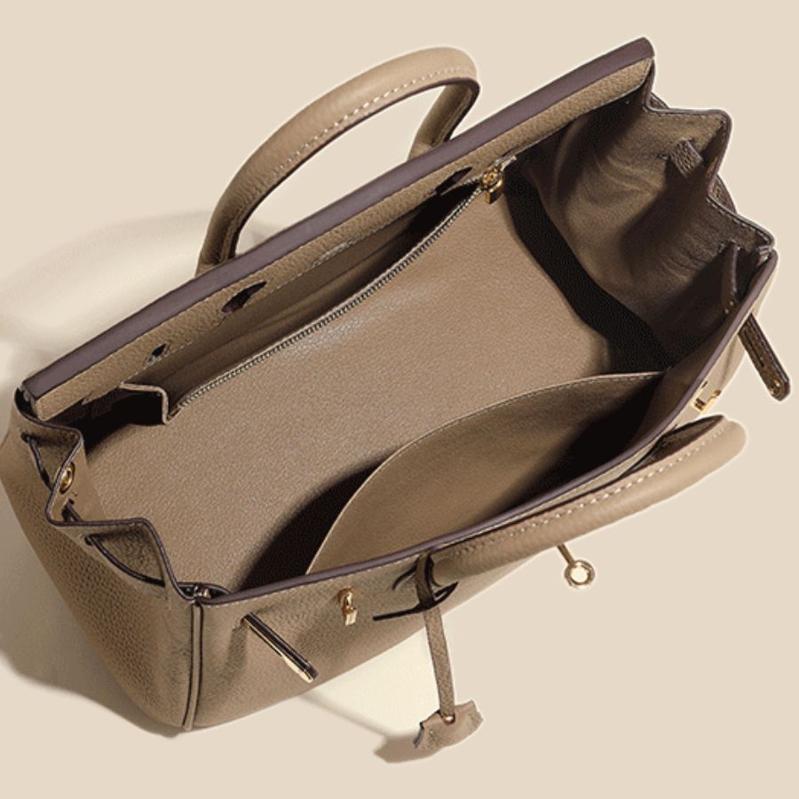 Classic Medium Genuine Leather Barcelona Bag – Gold Hardware