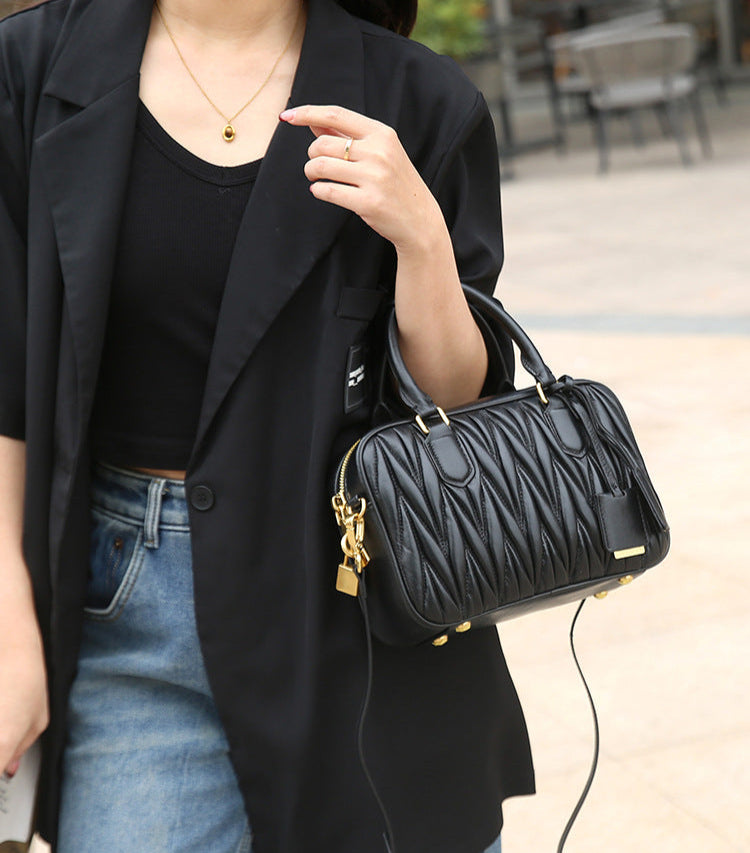 Small Genuine Leather Quilted Milly Bag