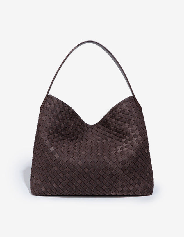 Large Woven Suede Evelyn Bag