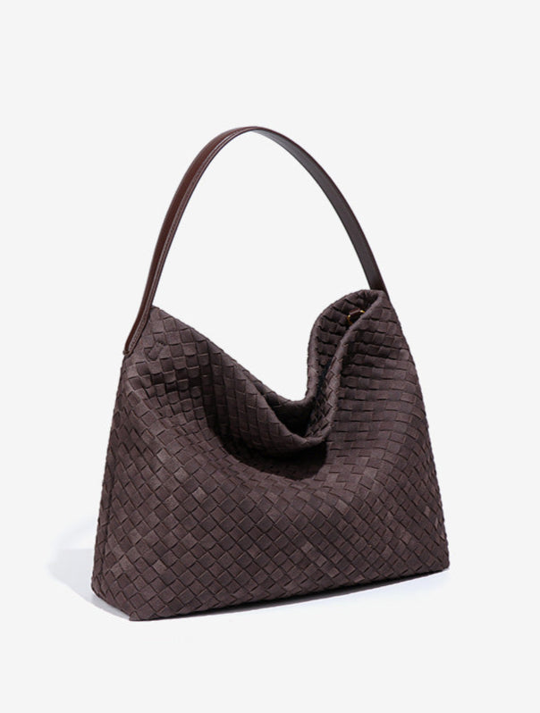 Large Woven Suede Evelyn Bag