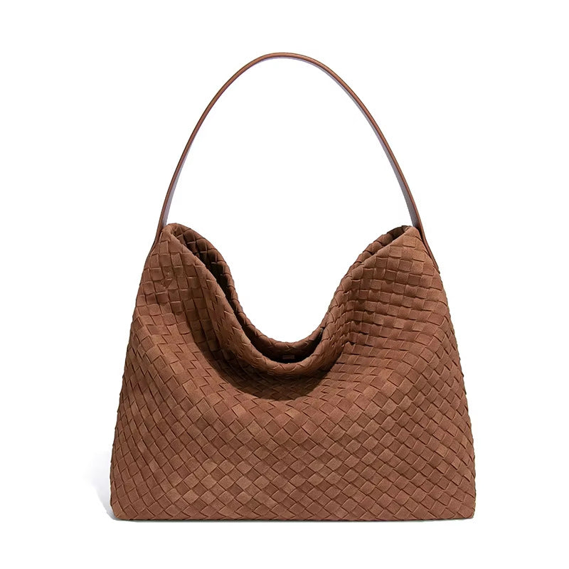 Large Woven Suede Evelyn Bag