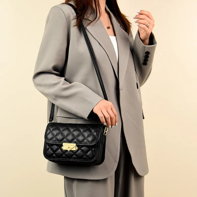 Box Quilted Luxury Small Genuine Leather Atena Bag
