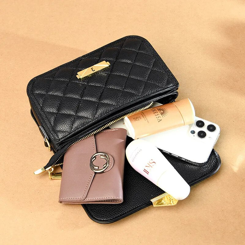 Box Quilted Luxury Small Genuine Leather Atena Bag