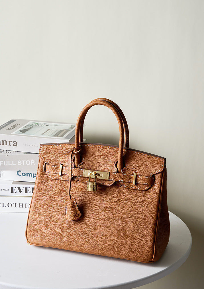 Classic Medium Genuine Leather Barcelona Bag – Gold Hardware