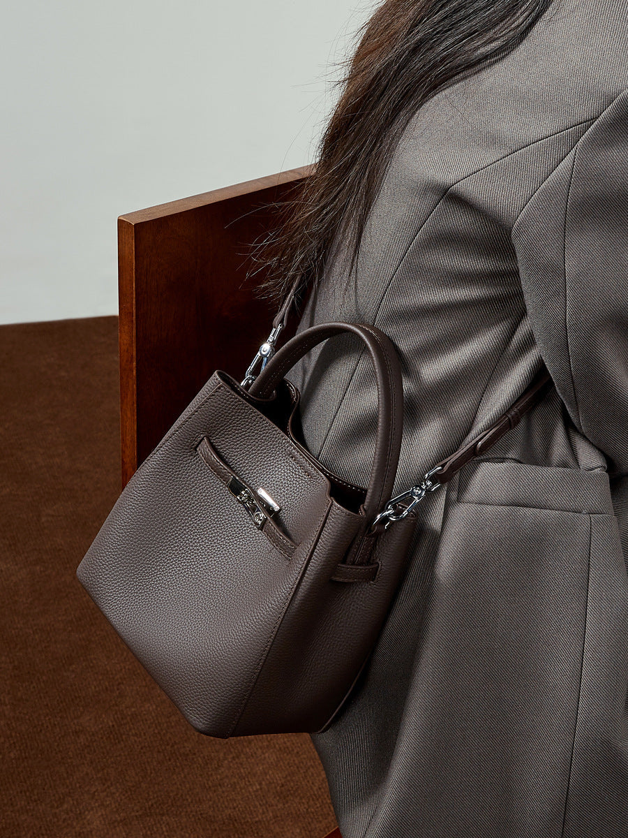 Bucket Genuine Leather Boston Bag