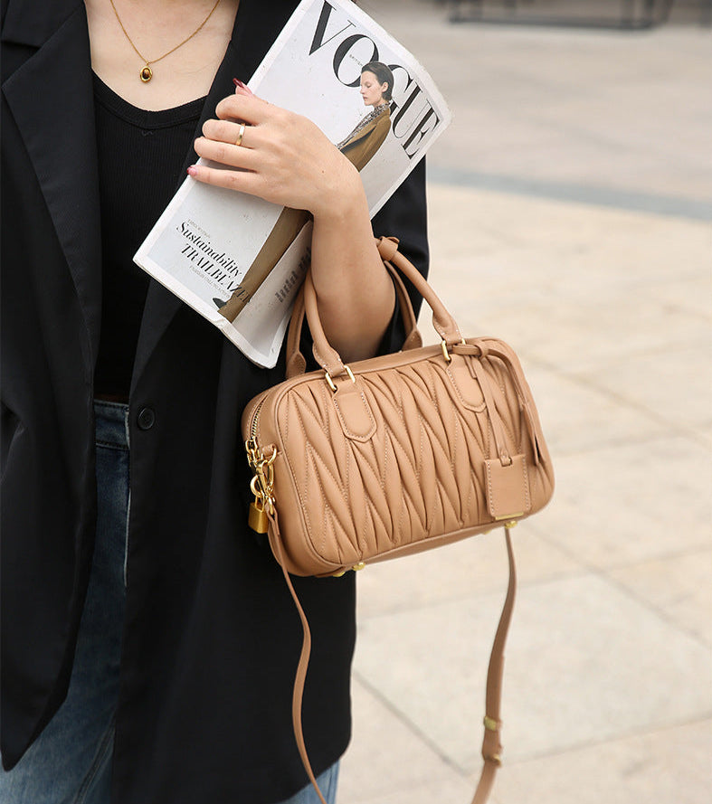 Small Genuine Leather Quilted Milly Bag
