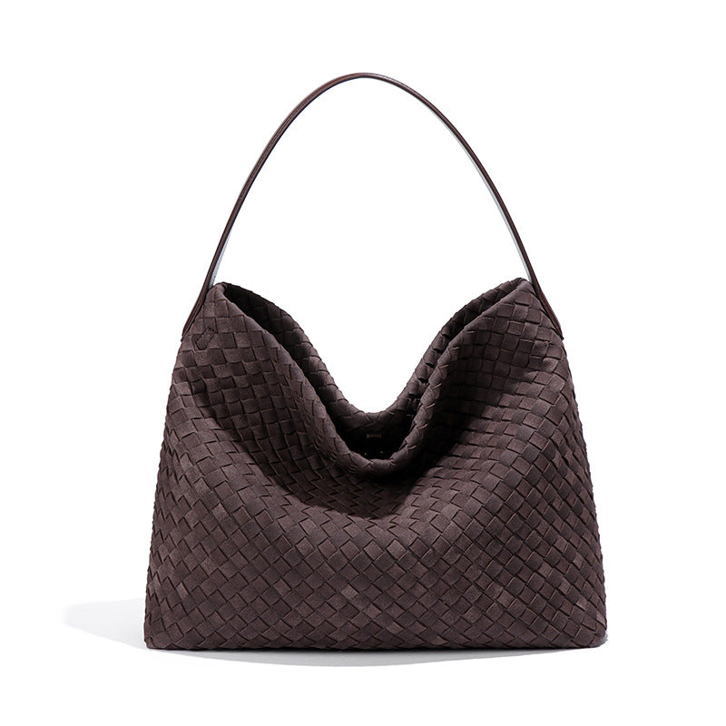 Large Woven Suede Evelyn Bag