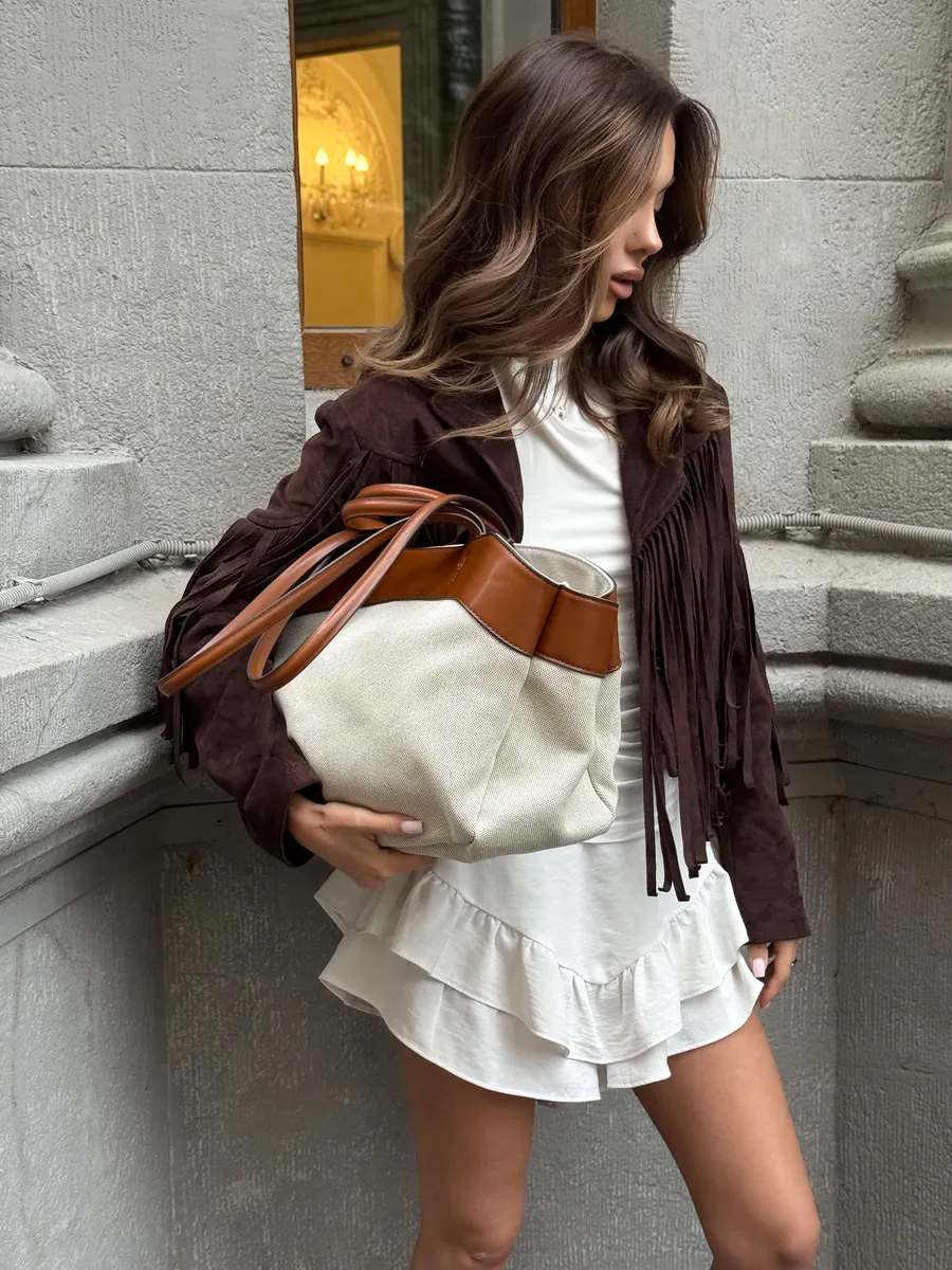 Tote Large Two-Tone Canvas Luna Bag