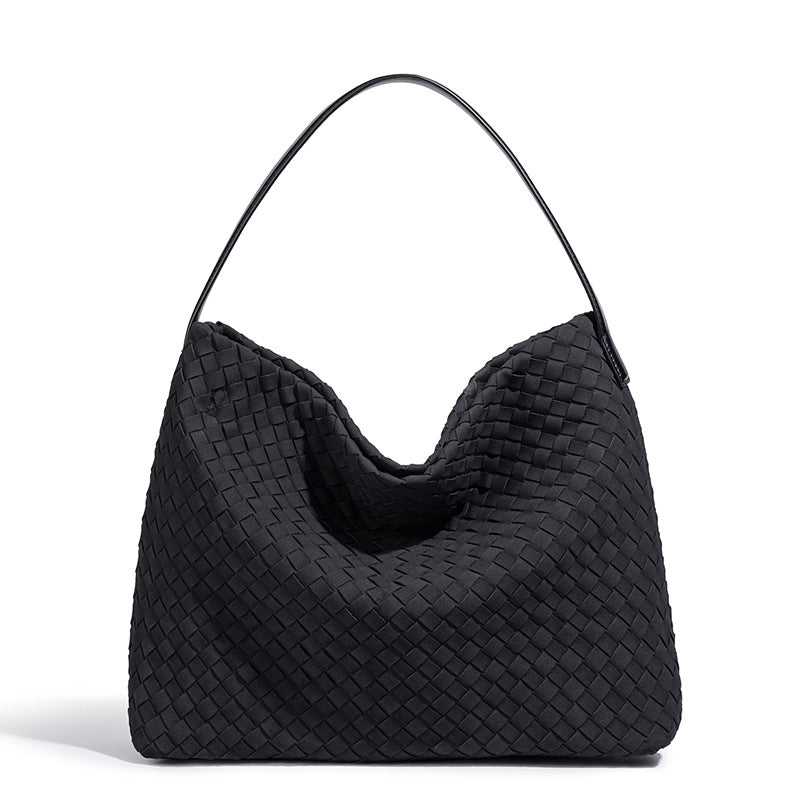 Large Woven Suede Evelyn Bag