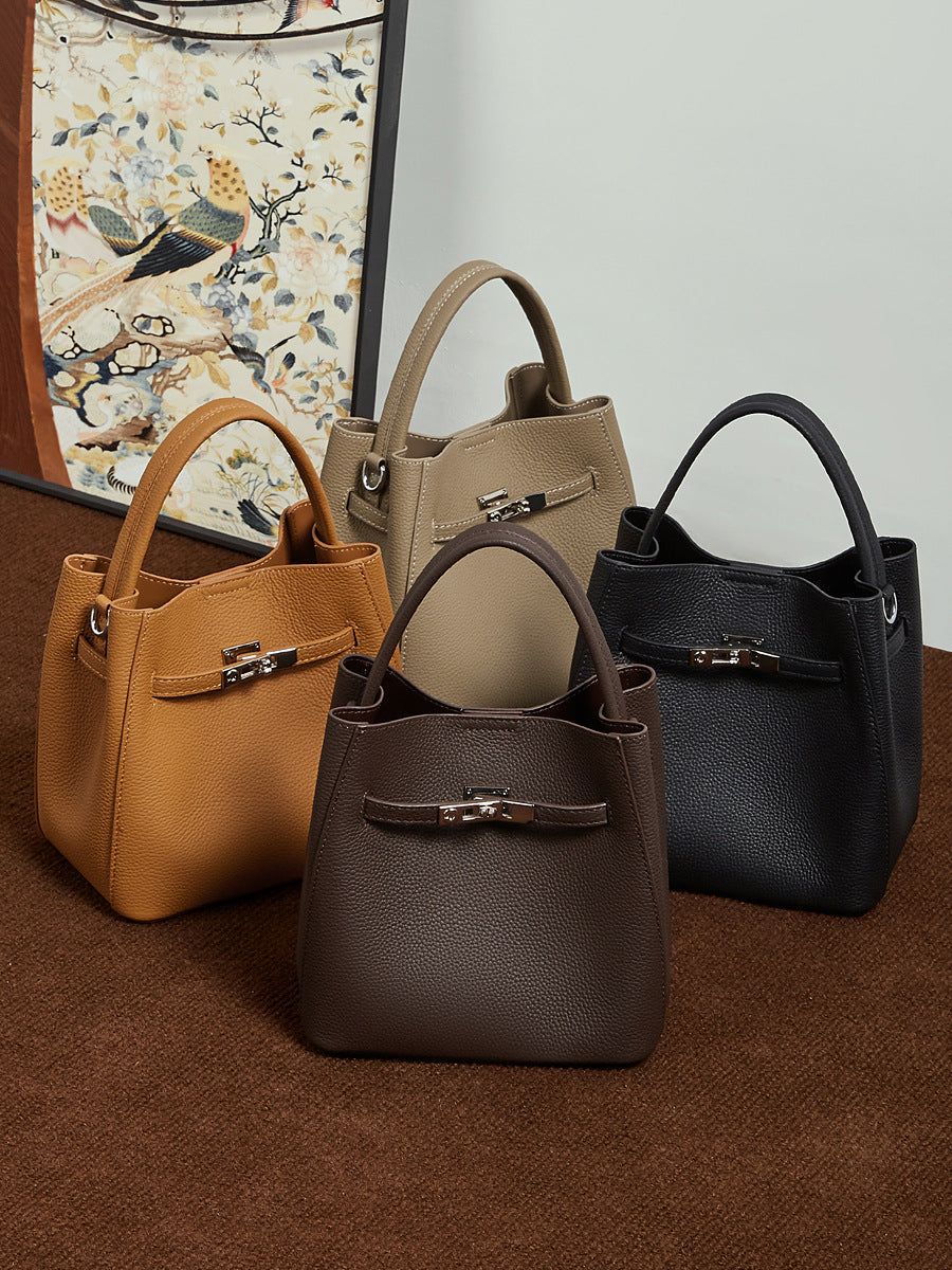 Bucket Genuine Leather Boston Bag