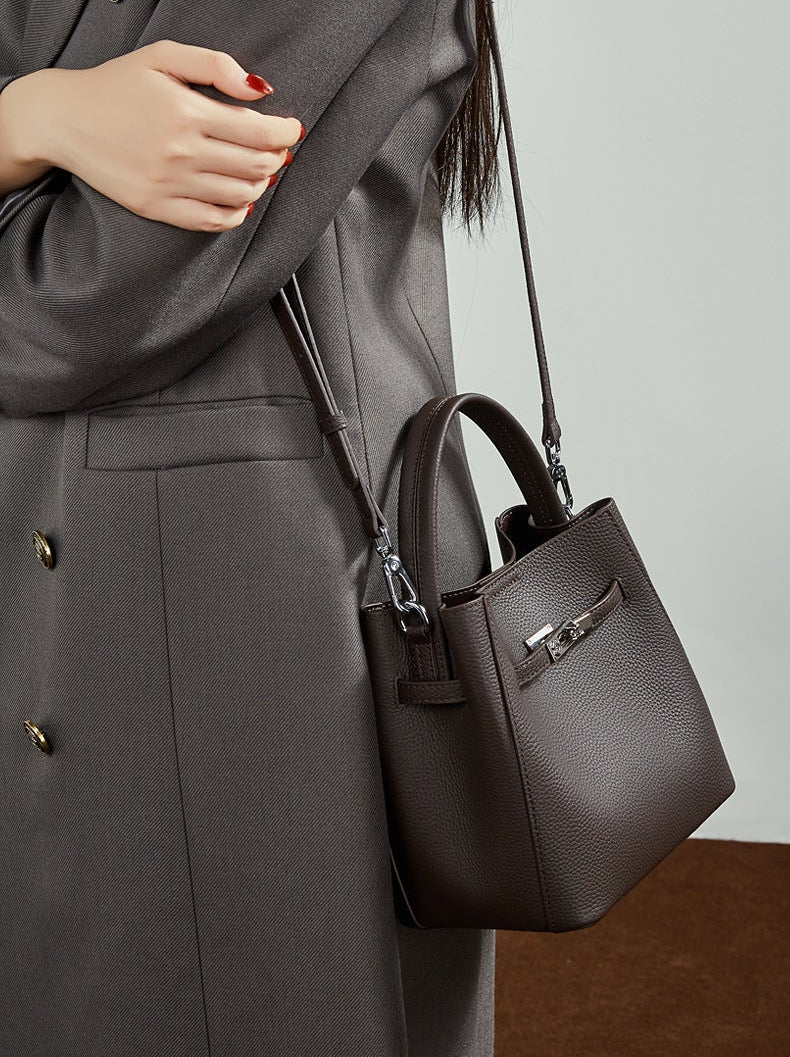 Bucket Genuine Leather Boston Bag