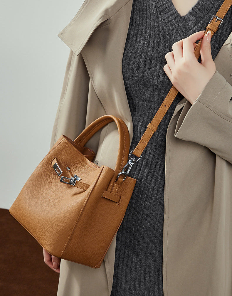 Bucket Genuine Leather Boston Bag